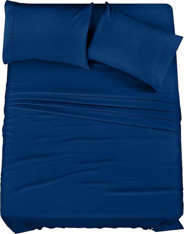 Utopia Bedding King Bed Sheets Set - 4 Piece Bedding - Brushed Microfiber - Shrinkage and Fade Resistant - Easy Care (King, Dusk Blue) - LeafyLoom