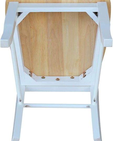 International Concepts Madrid Ladderback Chair, Wood, White/Natural/Set of 2 - LeafyLoom