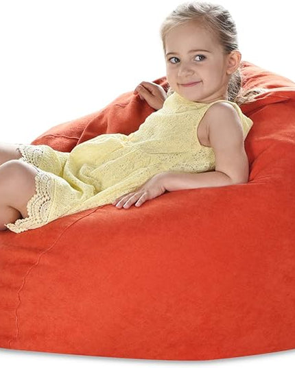YuppieLife Kids Storage Bean Bag Cover（No Filling） Toy Organizer|Carrying Handle Sofa|Available for Kids and Teenager|Cuddle Chair|Machine Washable and Durable（27'',OrangeRed） - LeafyLoom
