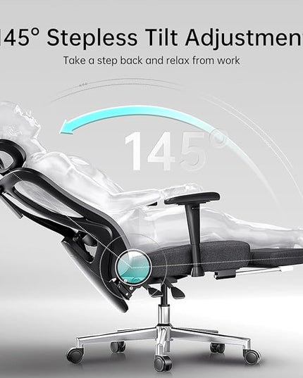 Hbada P3 Ergonomic Office Chair with 2D Adjustable Armrest, Office Chair with 2D Adjustable Lumbar Support, Computer Chair with Tilt Function, Desk Chair with Footrest Black - LeafyLoom