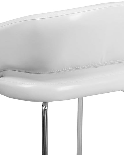 Flash Furniture Fusion Series LeatherSoft Upholstered Side Reception Chair, Retro Padded Lounge Chair for Living Room or Office, White - LeafyLoom