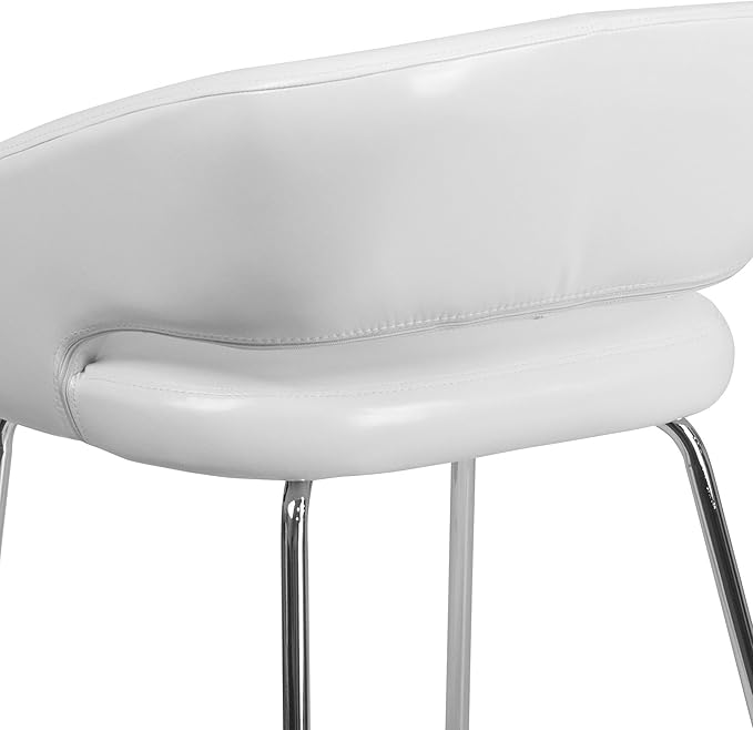 Flash Furniture Fusion Series LeatherSoft Upholstered Side Reception Chair, Retro Padded Lounge Chair for Living Room or Office, White - LeafyLoom