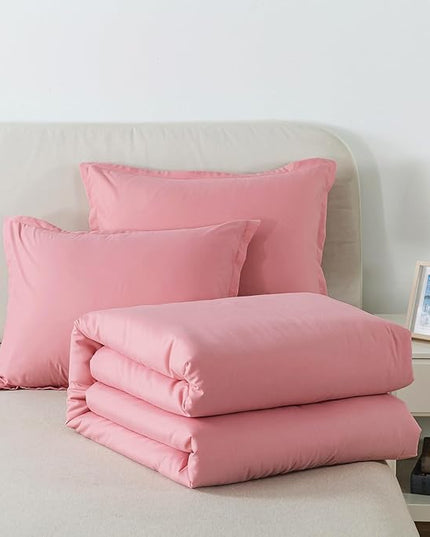 Queen Pink Comforter Set, Blush Women Girls Pink Skin-Friendly Boho Bedding Set & Collections, Breathable Fluffy Microfiber 3 PCS (90"x90") Comforter Set for All Seasons with Pillowcases - LeafyLoom