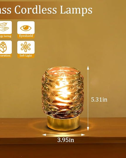 Battery Operated Lamp with Timer,Glass Cordless Lamps with LED Bulb,Decorative Lights for Living Room Bedroom Tabletop Entryway Centerpiece Gift (Brown) - LeafyLoom