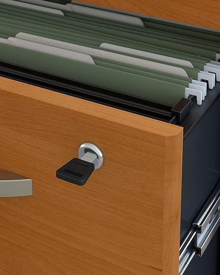 Bush Furniture BSHWC72453SU Series C Collection Three-Drawer Mobile Pedestal (Assembled) Natural Cherry - LeafyLoom