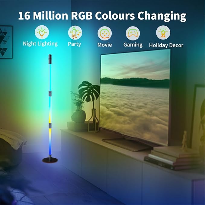 BRIMAX RGBWIC Corner Floor Lamp, DIY Detachable LED Floor Lamp with Spotlight, Smart Corner Lamp with 16 Million DIY Colors&Music Sync, App&Remote Control for Living Room Bedroom Study Room Christmas - LeafyLoom