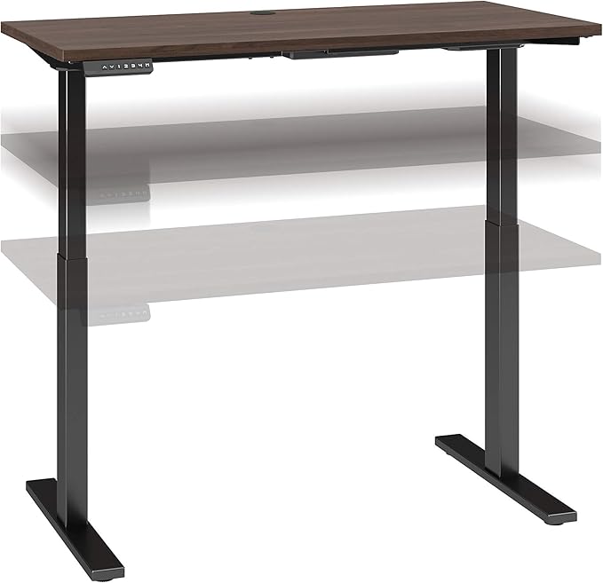 Bush Business Furniture Move 60 Electric Ergonomic Sit-Stand Computer Table for Home and Professional Office, 48W x 24D, Black Walnut - LeafyLoom