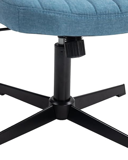 Panana Office Chair Fabric Padded Seat Armless Desk Chair Swivel Computer Task Chair Mid-Back No Wheels Accent Chair (Blue) - LeafyLoom