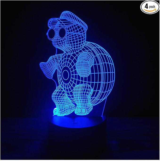 3D Optical Illusion LED Night Light, Boy Girl Kids Baby Sleep Desk Lamp Touch Control 7 Color Change USB Powered for Home Decorations or Holiday Gifts (Animal Turtle) - LeafyLoom