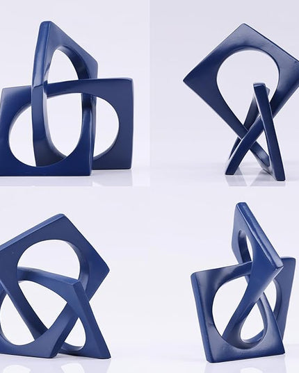DOVDOV Geometric cube blue knot decorations, geometric sculptures, modern home decorations for home decor accents, dining tables, bookcases, consoles, entryway tabletop centrepieces - LeafyLoom