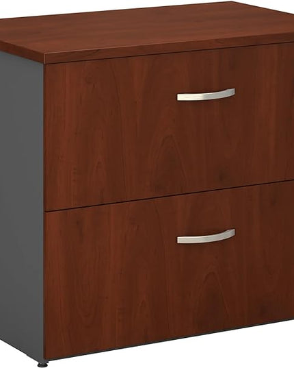 Bush Business Furniture Series C 2 Drawer Lateral File Cabinet, Locking Document Storage for Home or Professional Office, Hansen Cherry - LeafyLoom