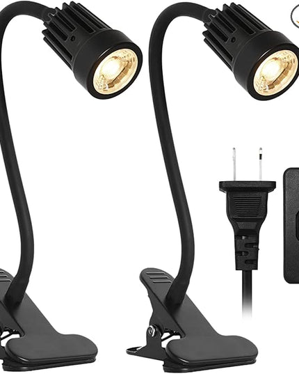 EAGLOD LED Clamp Clip on Light Desk Lamp, 3w Clip Bedside Lamp Clamp,360°Flexible Gooseneck Night Lights, Reading Lighting,Table Lamp for College Dorm,Home,Nail Art,Tattoo Lamp 2Pack - LeafyLoom