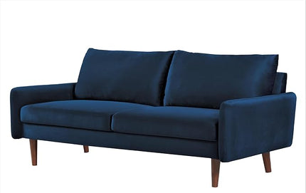 US Pride Furniture Kent Modern Velvet Sofa, Comfortable 3 Seater Couch for Living Rooms and Small Spaces, Ideal Studio Apartment Furniture with Sleek Design, Dark Blue - LeafyLoom