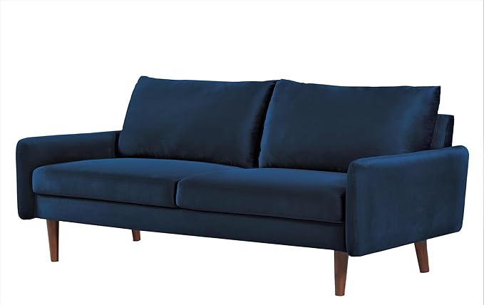 US Pride Furniture Kent Modern Velvet Sofa, Comfortable 3 Seater Couch for Living Rooms and Small Spaces, Ideal Studio Apartment Furniture with Sleek Design, Dark Blue - LeafyLoom