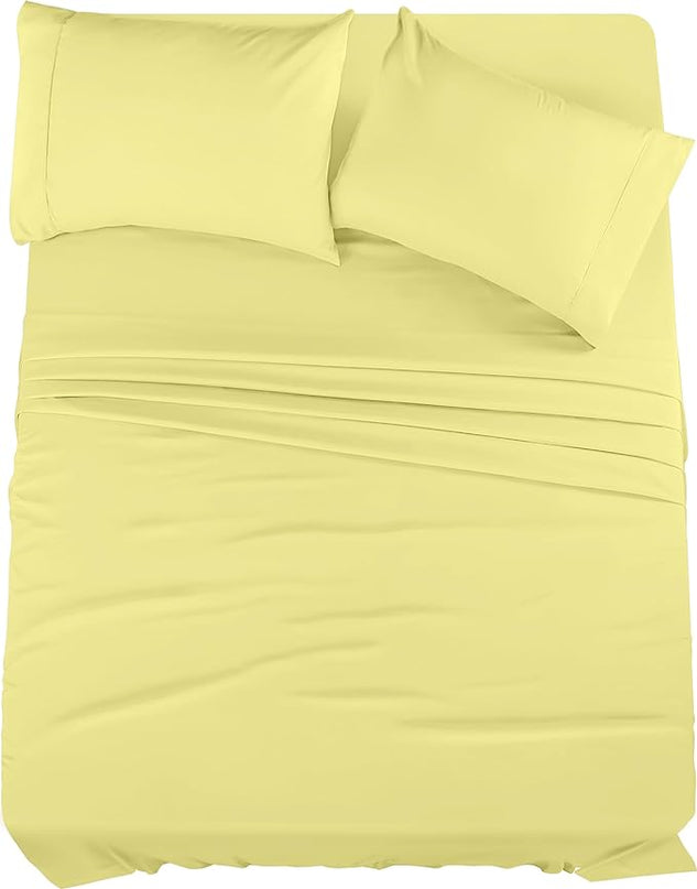 Utopia Bedding King Bed Sheets Set - 4 Piece Bedding - Brushed Microfiber - Shrinkage and Fade Resistant - Easy Care (King, Yellow) - LeafyLoom