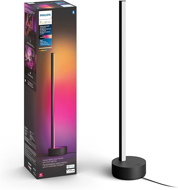 Philips Hue Signe Smart Table Lamp, Black - White and Color Ambiance LED Color-Changing Light - 1 Pack - Control with Hue App - Works with Alexa, Google Assistant, and Apple Homekit PhilipsHue