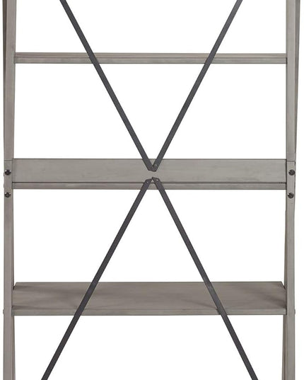 Walker Edison X Back Modern Farmhouse Wood Bookcase Bookshelf Home Office Living Room Storage, 4 Shelves, Grey - LeafyLoom