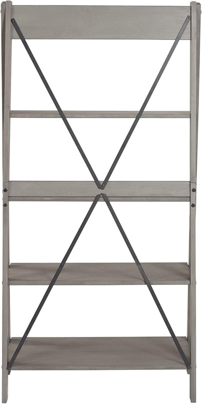 Walker Edison X Back Modern Farmhouse Wood Bookcase Bookshelf Home Office Living Room Storage, 4 Shelves, Grey - LeafyLoom