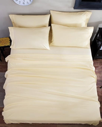 SONORO KATE Bed Sheet Set Super Soft Microfiber 1800 Thread Count Luxury Egyptian Sheets 18-Inch Deep Pocket，Wrinkle and Hypoallergenic-6 Piece (Ivory, Full-6 Piece) - LeafyLoom