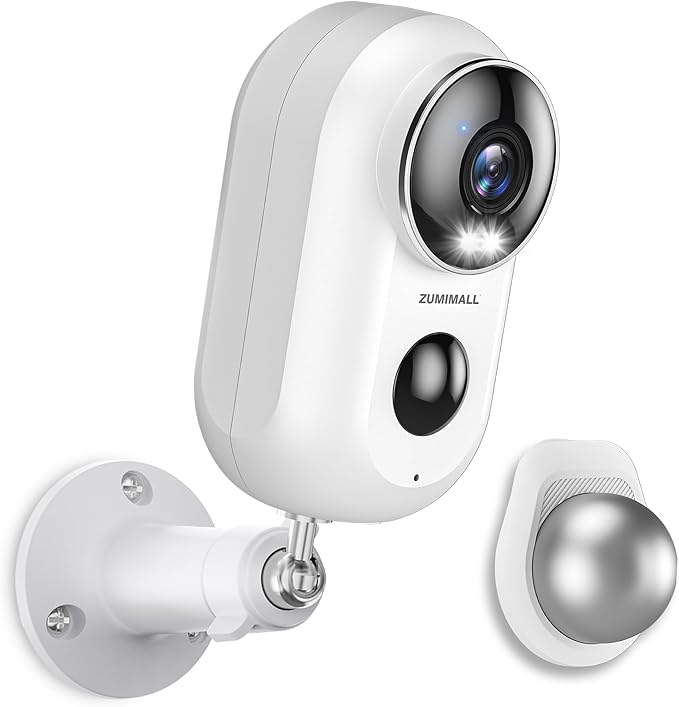 ZUMIMALL Security Cameras Wireless Outdoor with Magnetic Mount, 2K Outdoor Camera Wireless Battery Powered, 2.4G WiFi Cameras for Home Security Indoor,3MP Color Night Vision/Siren/PIR/AI/Cloud/Alexa ZUMIMALL