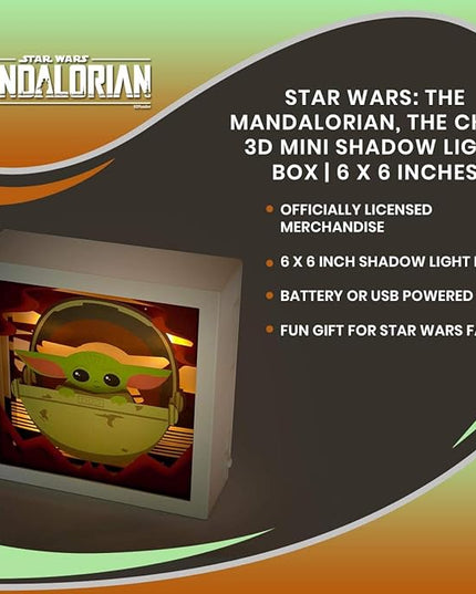 Star Wars The Mandalorian, The Child 3D Mini Shadow Light Box | 6 x 6 Inches - LeafyLoom