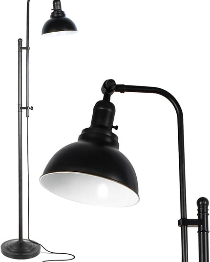Floor Lamp, Industrial Floor Lamps for Living Rooms & Bedrooms - Rustic Farmhouse Reading Lamp Standing, Adjustable Metal Heads Indoor Task Lighting for Living Room Office Home Décor (Black-02) - LeafyLoom