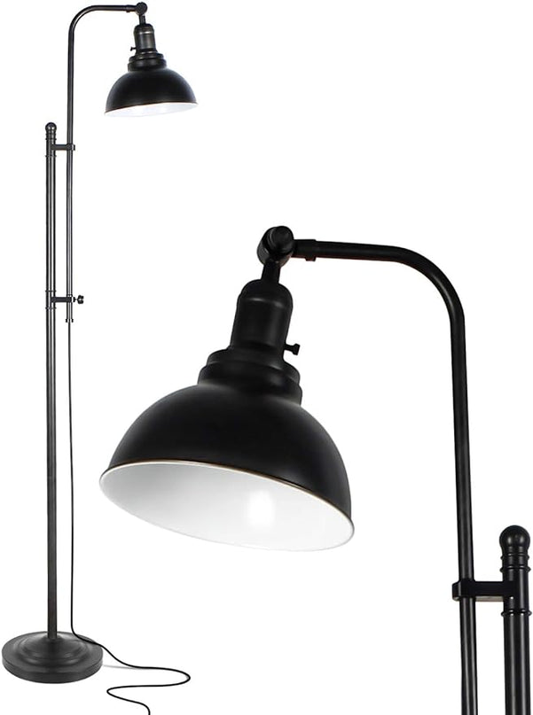 Floor Lamp, Industrial Floor Lamps for Living Rooms & Bedrooms - Rustic Farmhouse Reading Lamp Standing, Adjustable Metal Heads Indoor Task Lighting for Living Room Office Home Décor (Black-02) - LeafyLoom