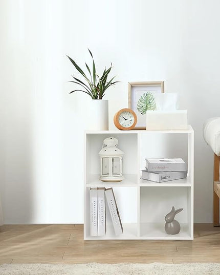 PACHIRA E-Commerce Wooden Storage Cubes Bookcase, Unit Shelf, Closet Cabinet, Organizer Rack in Living Room, Bedroom, Study, 4 Cube, White - LeafyLoom