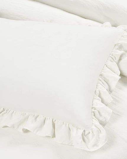 Lush Decor Reyna Ruffle Daybed Set - 6 Piece Cozy Ruffled Bedding Set - Timeless Elegance and Comfort - 68" W x 92" L, White - LeafyLoom