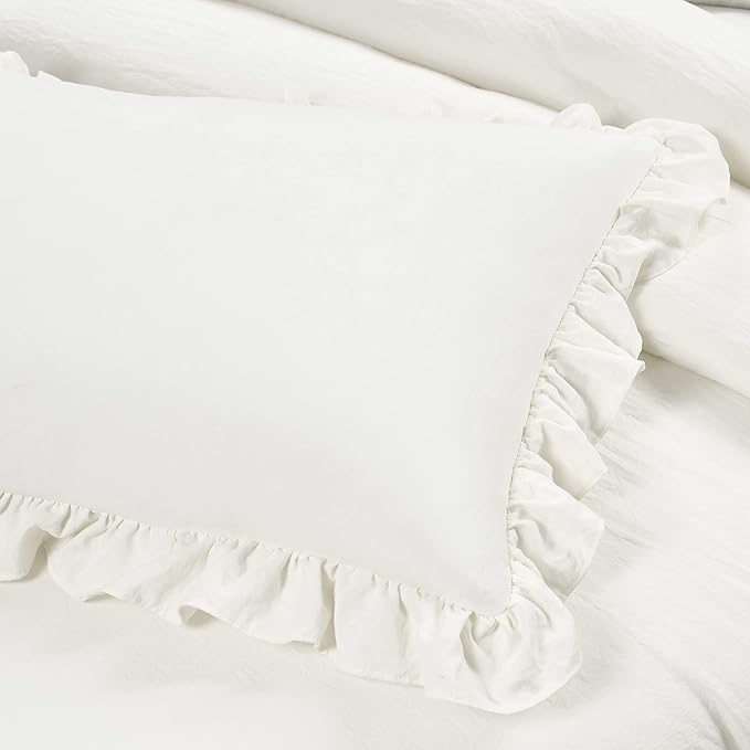 Lush Decor Reyna Ruffle Daybed Set - 6 Piece Cozy Ruffled Bedding Set - Timeless Elegance and Comfort - 68" W x 92" L, White - LeafyLoom