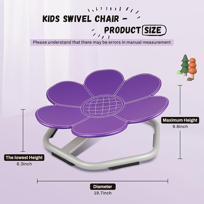 Kids Swivel Chair, Seat and Spinning Chair, Body Coordination Training Chair, Purple Petal Non Slip Sensory Toys 360° Spinning Chair for Autistic Kids Aged 3+, Improving Toddler's Physical Fitness - LeafyLoom