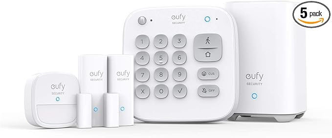 eufy Security 5-Piece Home Alarm Kit, Home Security System, Keypad, Motion Sensor, 2 Entry Sensors, Home Alarm System, Control from The App, Links with eufyCam, Optional 24/7 Protection eufySecurity