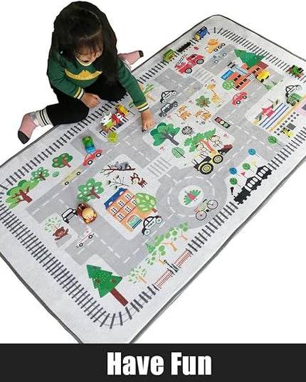 Kids Rug Play Mat, City Life Great for Playing with Cars for Bedroom Playroom,Soft Carpet (2.6'x5') - LeafyLoom
