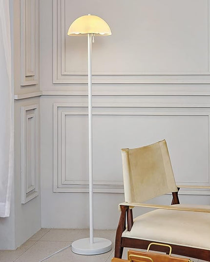 Globe Electric 67526 Dixon 65" 2-Light Floor Lamp, Matte White, Frosted Glass Shade, Vertical Pull-Chain Stepless Dimmer Switch - LeafyLoom