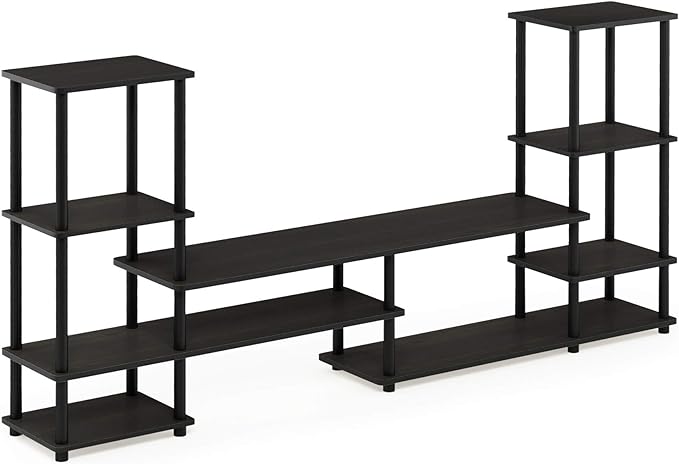 FURINNO Turn-N-Tube Grand Entertainment Center, Espresso/Black - LeafyLoom