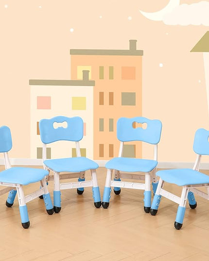 4 Piece Kids Chair Set 3 Levels Adjustable Stackable Kids Chairs Ideal for Playrooms, Schools, Daycares and Homes Washable and easy to clean Max weight 220LB(Blue4-Piece set) - LeafyLoom