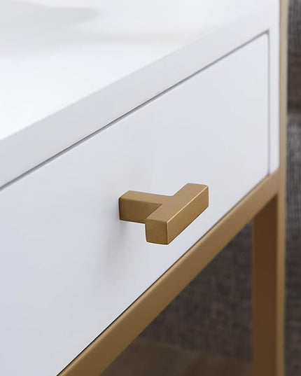 Leick Home 9206-WTGL Claudette One Drawer Mixed Metal and Wood Side Table with Shelf, White/gold - LeafyLoom