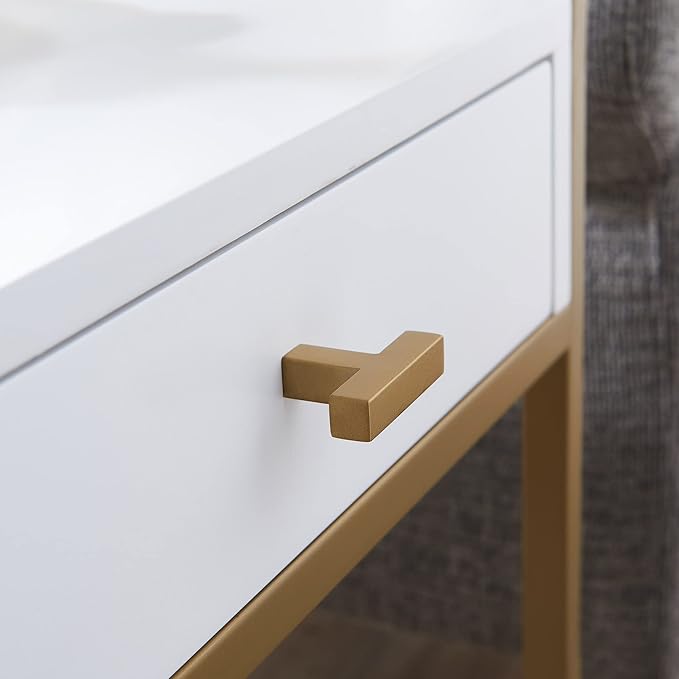 Leick Home 9206-WTGL Claudette One Drawer Mixed Metal and Wood Side Table with Shelf, White/gold - LeafyLoom