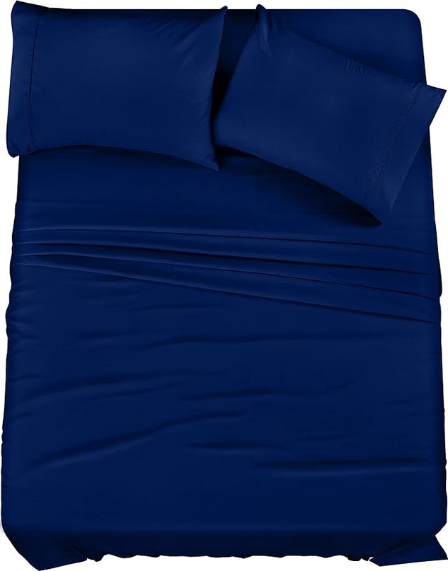 Utopia Bedding Queen Bed Sheets Set - 4 Piece Bedding - Brushed Microfiber - Shrinkage and Fade Resistant - Easy Care (Queen, Royal Blue) - LeafyLoom