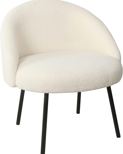 Homepop Home Decor Upholstered Modern Accent Chair Accent Chairs for Living Room & Bedroom Decorative Home Furniture, Sherpa Cream - LeafyLoom