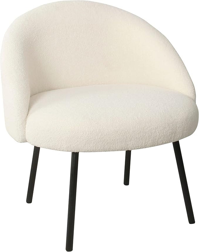 Homepop Home Decor Upholstered Modern Accent Chair Accent Chairs for Living Room & Bedroom Decorative Home Furniture, Sherpa Cream - LeafyLoom
