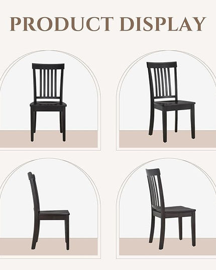 COLAMY Wooden Dining Chairs Set of 4, Spindle High Back Windsor Kitchen Side Chair, Farmhouse Dining Chairs for Kitchen and Dining Room, Dark Brown - LeafyLoom