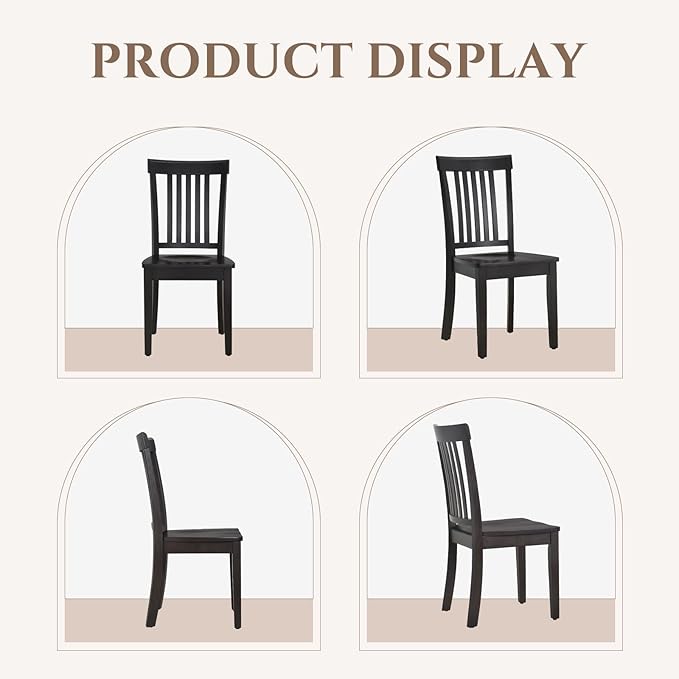 COLAMY Wooden Dining Chairs Set of 4, Spindle High Back Windsor Kitchen Side Chair, Farmhouse Dining Chairs for Kitchen and Dining Room, Dark Brown - LeafyLoom