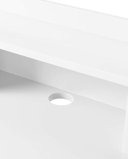 Teamson Home Creativo Writing Study Computer Desk with Solid Wood Legs, Storage Drawers and Open Shelves Hutch for Home Office Living Room Reading Bedroom, 37 inch Height, White - LeafyLoom