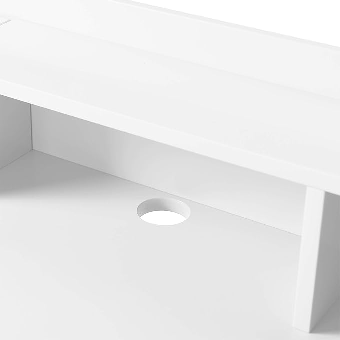 Teamson Home Creativo Writing Study Computer Desk with Solid Wood Legs, Storage Drawers and Open Shelves Hutch for Home Office Living Room Reading Bedroom, 37 inch Height, White - LeafyLoom