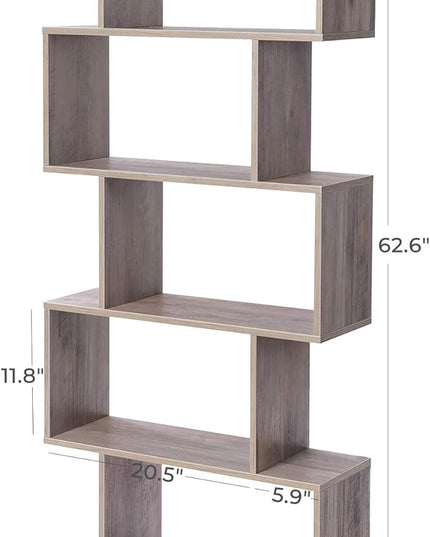 VASAGLE Wooden Bookcase, Display Shelf and Room Divider, Freestanding Decorative Storage Shelving, 5-Tier Bookshelf, Greige ULBC062M01 9.4D x 27.6W x 62.6H in - LeafyLoom