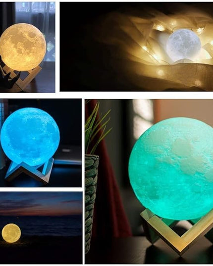 CPLA 6.1 inch Moon Lamp 2024 Upgrade 128 Colors Room Decor Home Decor- 3D Printing Moon Night Light for Kids Adults- Gifts for Girls Boys Men Women Birthday- Wooden Stand & Remote/Touch Control - LeafyLoom