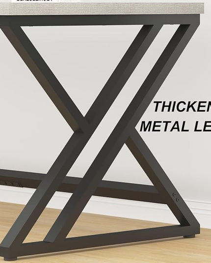 LVB 70.8" Long Office Desk, Modern Large Wood Metal Computer Desk, Industrial Double Workstation Desk for Two People, Rustic PC Executive Work Study Writing Computer Table for Home, Light Grey Oak - LeafyLoom