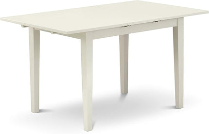 East West Furniture NOVA5-LWH-W 5 Piece Dining Room Table Set Includes a Rectangle Kitchen Table with Butterfly Leaf and 4 Dining Chairs, 32x54 Inch, Linen White - LeafyLoom