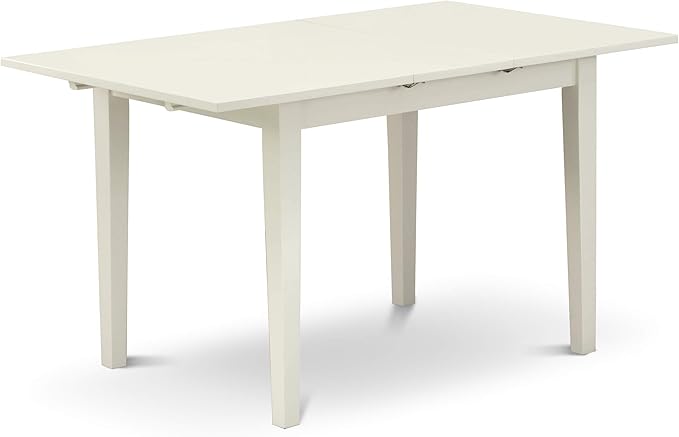 East West Furniture NOVA5-LWH-W 5 Piece Dining Room Table Set Includes a Rectangle Kitchen Table with Butterfly Leaf and 4 Dining Chairs, 32x54 Inch, Linen White - LeafyLoom
